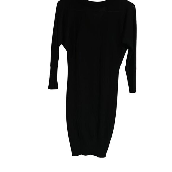 Pure Sugar Black V-neck Acrylic Wool Ribbed Trim Bodycon Sweater Dress Ladies XS - Picture 5 of 8